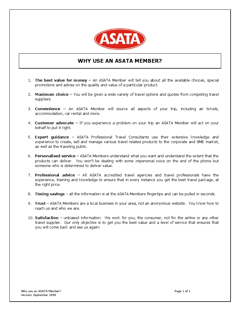 why use an asata travel agent
